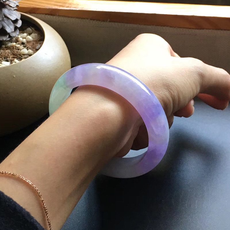 Gold Emerald 53 2 ice violet with tape jade bracelet jade bracelet M12805