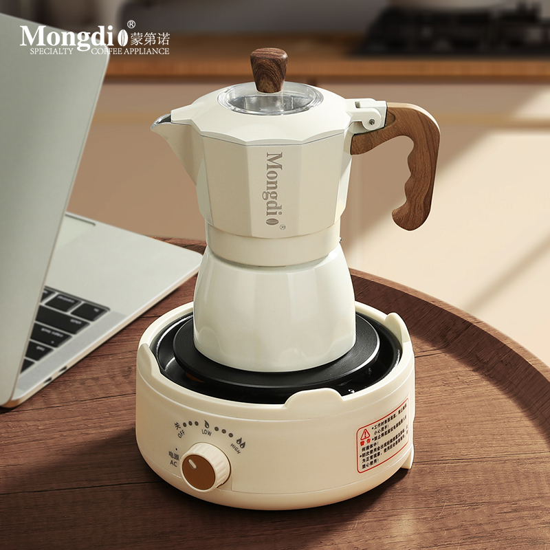 Mongdio Double-Valve Moka Pot Coffee Maker Small Home Espresso Machine Hand-Brewed Coffee Set