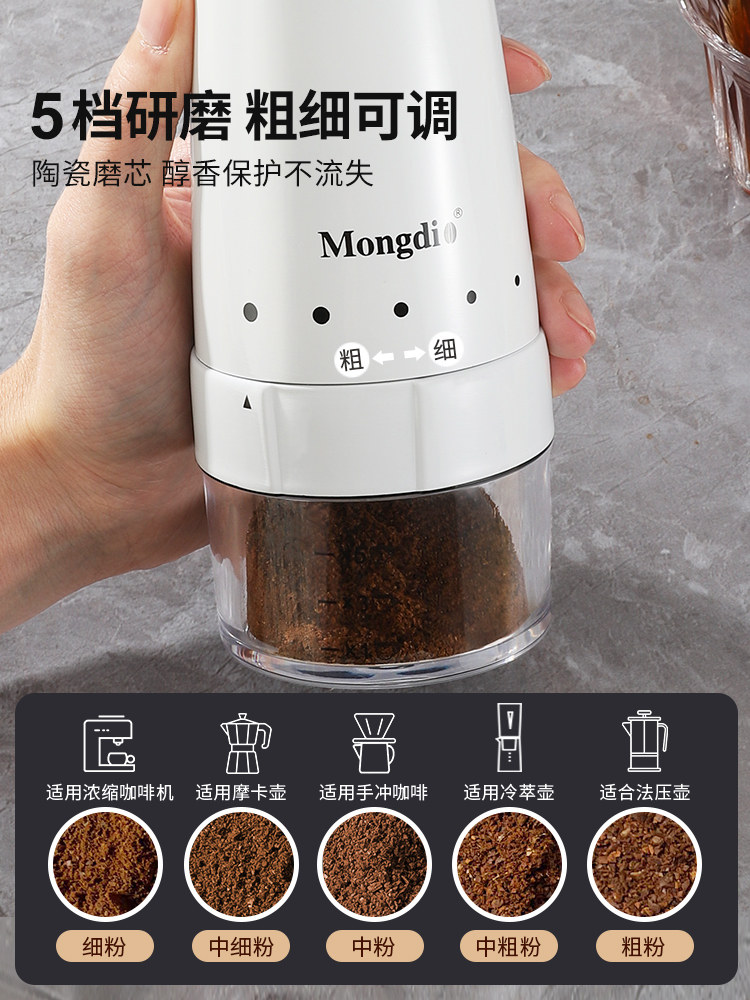 Mongdio Electric Coffee Grinder Portable Coffee Bean Grinder Automatic Coffee Grinder Powder Grinder