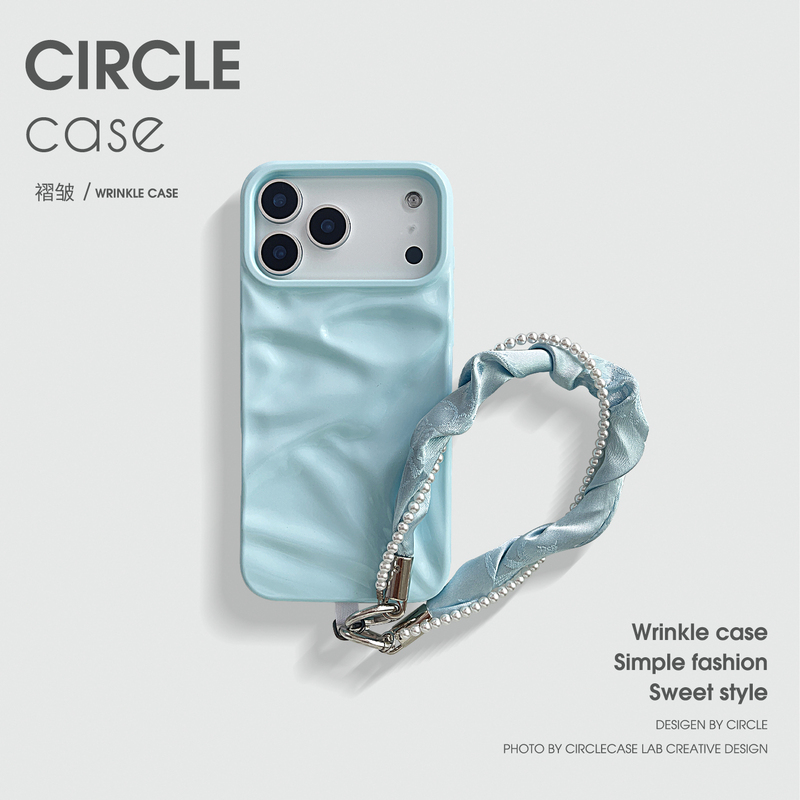 Tiffany Blue Pleated Satin Fabric Pearl Double Chain Wristband Phone Case Suitable for iPhone 17 Pro Max New Apple 16 Women's High-End 15 Stylish 14 Simple 13 Solid Color Silicone Anti-Drop Case Tiffany Blue Pleated Satin Fabric Pearl Double Chain Wristband Phone Case Suitable for iPhone 17 Pro Max New Apple 16 Women's High-End 15 Stylish 14 Simple 13 Solid Color Silicone Anti-Drop Case
