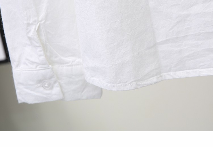 Áo sơ mi dài tay hoang dã rộng rãi ở Nam Cực phiên bản Hàn Quốc thu đông 2018 đơn giản áo cotton trắng nữ thủy triều sơ mi cổ trụ