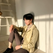Chuppy trên quần áo nam Han Feng retro chic áo khoác mỏng Phù hợp với cổ áo da áo khoác nam