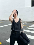 Трендовый однотонный жилет без рукавов, изысканный стиль, оверсайз