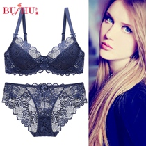 Lace sexy bra womens big chest show small thin section large size bra to close the breast adjustment type womens underwear set