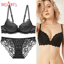 Lace Sexy Bra Women Small Breasts Gathered to receive sideline Adjusted Thickened Bra Underwear underwear One suit