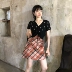 DailyDress kiểm tra màu sắc váy 2020 mùa hè mới hoang dã retro cao eo túi hip a-line váy - Váy Váy