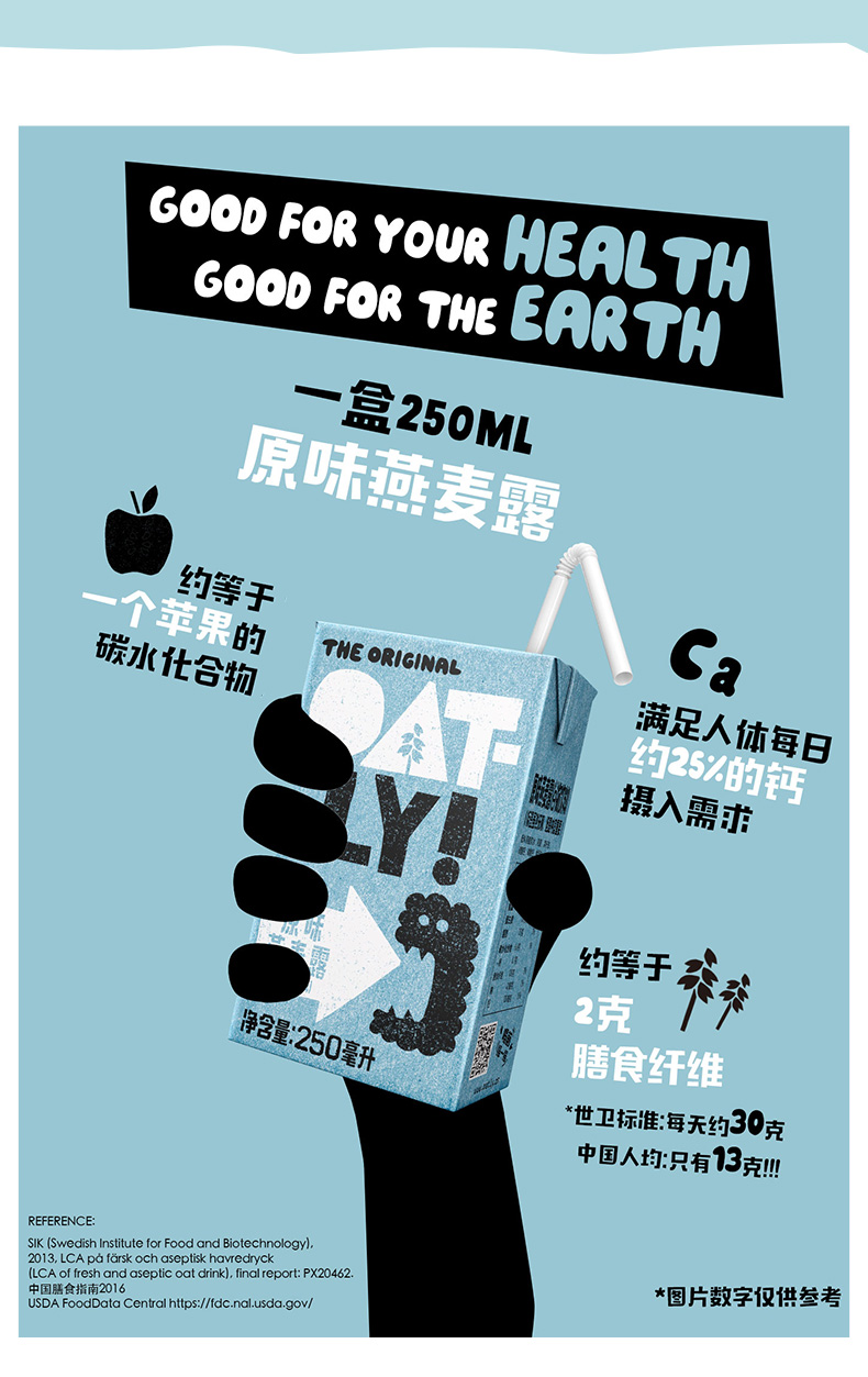 OATLY 燕麦露 植物蛋白饮料 250mL*6盒  双重优惠折后￥36.3包邮