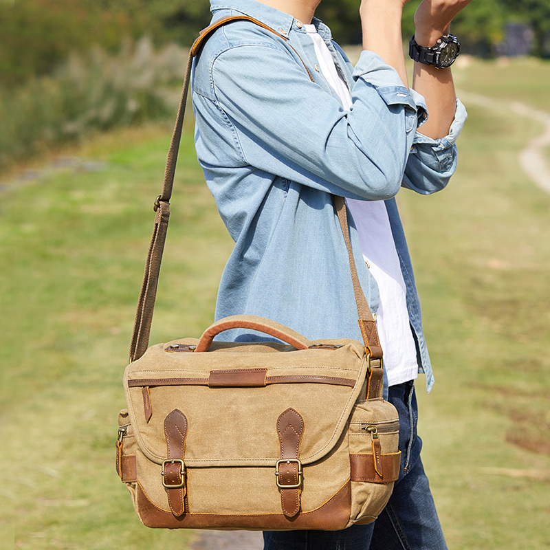 Camera Bag Slanted Satchel Handbag Hand Single Eyebag Single Shoulder Photography Bag Portable Retro Waterproof Canvas Canon Camera Bag