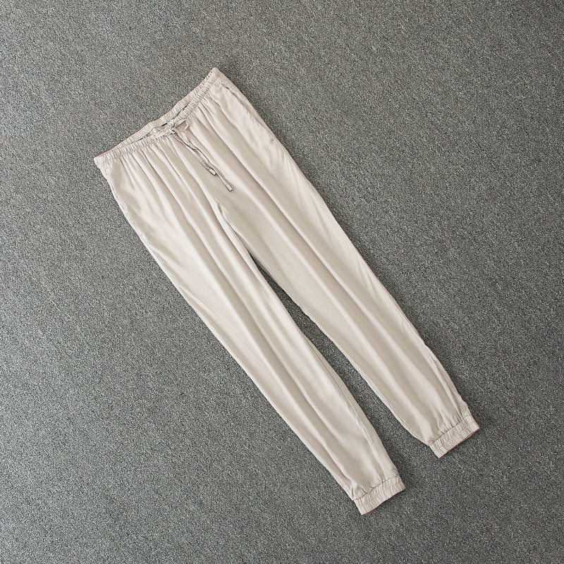 Women's Summer Ultra-Thin Elastic Waist Drawstring Casual Nine-Point Jogger Pants, Loose, Drapey, Slimming, Breathable and Lightweight Pants