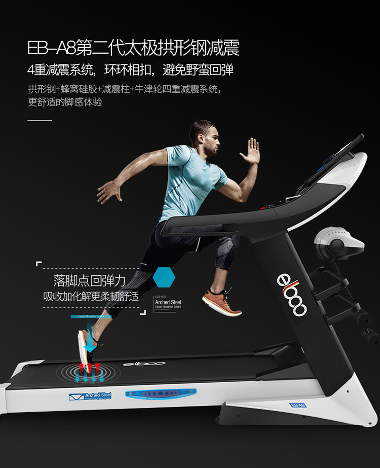 Đức elboo Yibu A9 máy chạy bộ đa năng mô hình hộ gia đình gấp điện cực yên tĩnh phòng tập thể dục chuyên dụng - Máy chạy bộ / thiết bị tập luyện lớn máy chạy bộ bk 2038