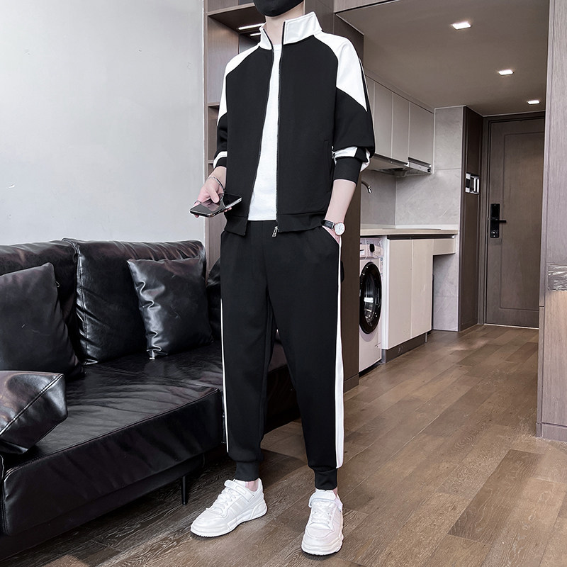 Small Size Men's Youth XS Slim Fit Petite 155 Small Version Spring S Simple Sports Casual Suit Two-Piece Set Trendy