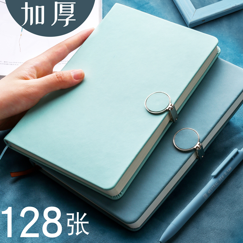 Notebook simple college student diary literature and art ins wind magnetic buckle grid book hard leather retro exquisite good-looking note girl net red reading record work business office super thick customization