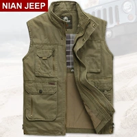 NIANJEEP Jeep Shield Cotton Ngoài trời Leo núi đa năng Áo vest nam Du lịch giản dị Nhiều túi vest áo khoác nam hàn quốc mùa đông