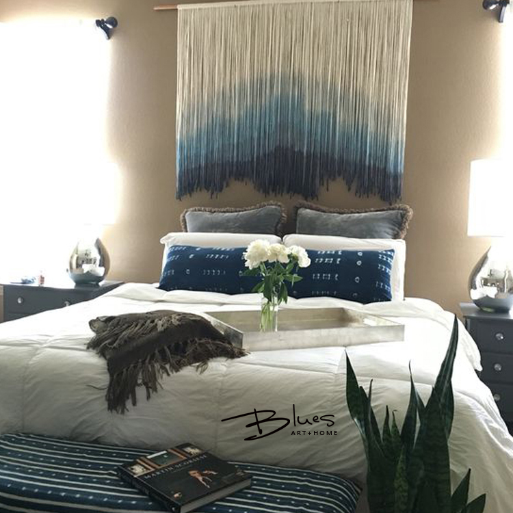 Blue Art Square Nhuộm Tapestry Bohemian Bắc Âu Dệt Màu Tường Treo Phòng khách Tranh trang trí nội thất - Tapestry thảm thêu trang trí
