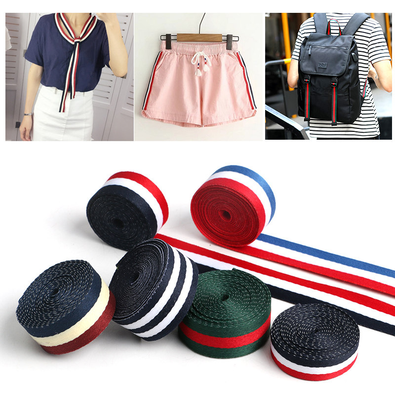 Colorful striped webbing Cloth strip Clothes Pants Ribbon Pants Decorative ribbon Clothing accessories Ribbon hemming strap