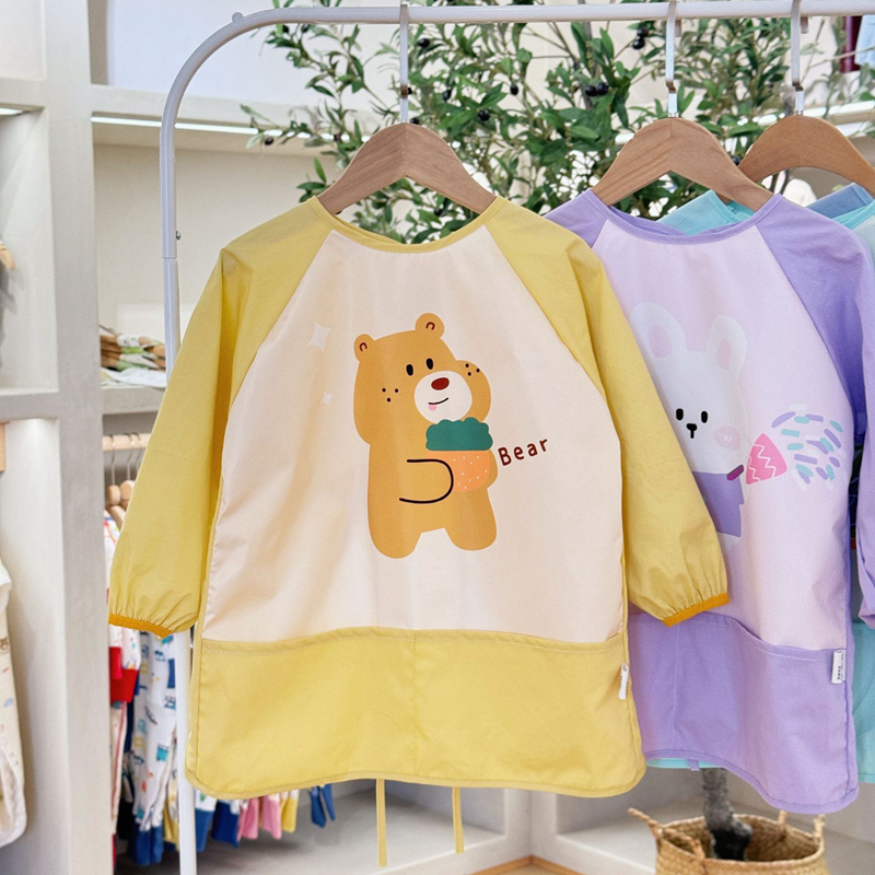 Baby smock, painting clothes, kindergarten eating bib, long