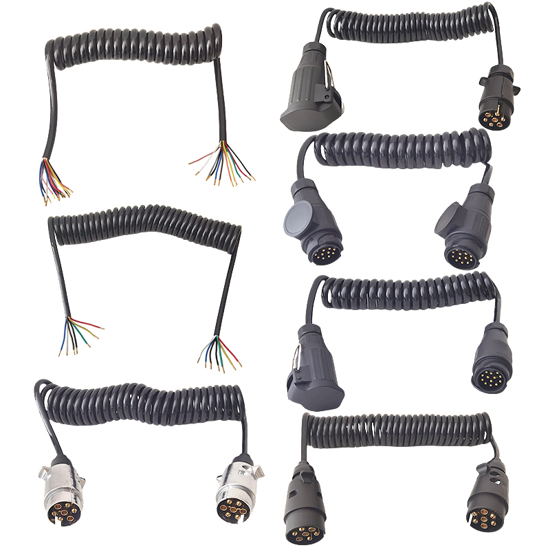 Trailer Power Signal Conversion Plug and Socket European 7-Core 13-Pin Spring Wire Trailer Rv Adapter Cable