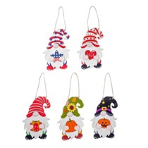 Christmas Wooden Painted Doll Pendant Figure Creative Christmas Charm