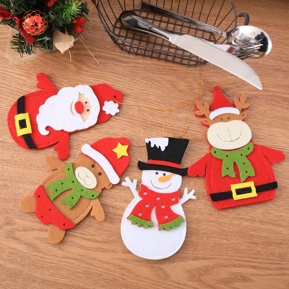 Christmas cartoon table knife and fork bag for Christmas cartoon cutlery sets