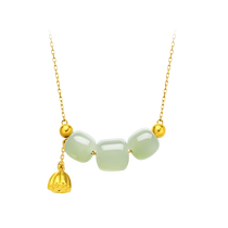 Chow Tai Fook National Jade Heritage Series Pure Gold Hetian Jade Necklace Meaning Lotus Pearl Jade CJ120550