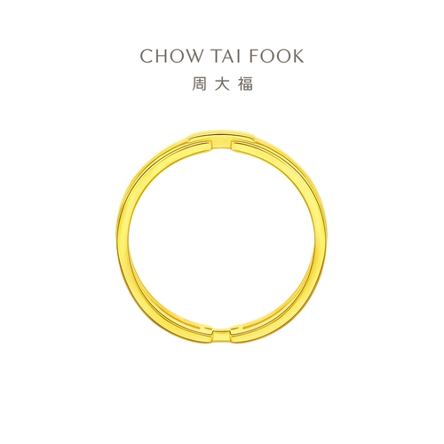 周大福 Геометричное золотое кольцо, для влюбленных, подарок на день рождения