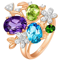 Chow Tai Fook ENZO Garden Series 18K gold colorful gemstone diamond ring for women EZV6669