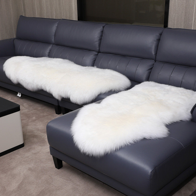 Pure wool sofa cushion floating window cushion winter thickened light luxury leather sofa cushion non-slip sheepskin cushion