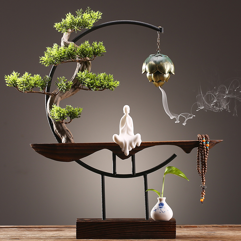 New Chinese ornamental back-turned incense stove Creative home tea room Tea Road Living room Guan Guan Adornment Indoor Zen-style Swaying Pieces