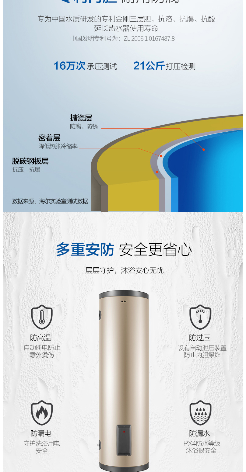 máy nóng lạnh ferroli Máy nước nóng điện công suất lớn Haier / Haier ES200F-LC Máy nước nóng điện tiết kiệm năng lượng dọc 200 / 150L - Máy đun nước máy nóng lạnh ariston