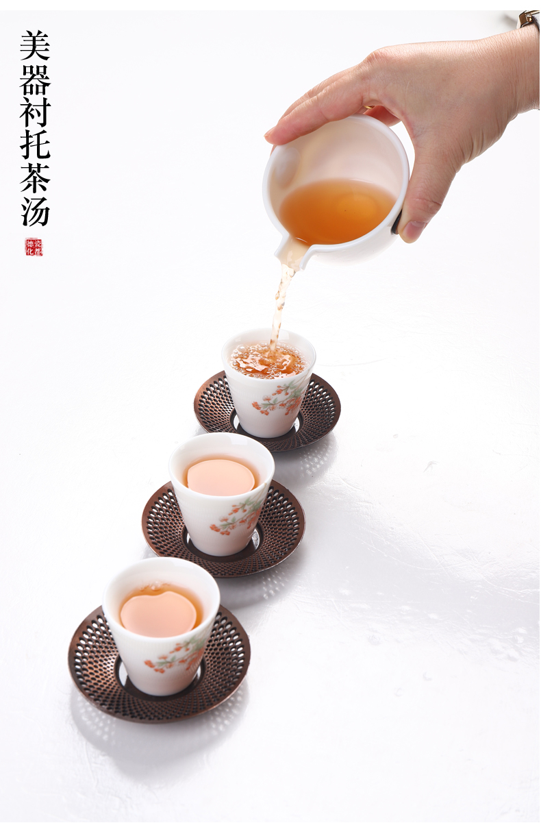 Dehua white porcelain kung fu tea cups checking sample tea cup suet jade ceramic tea cup pot of household zen master order