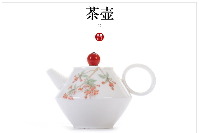 Suet jade porcelain teapot dehua manual high white porcelain beauty tea single pot of ceramic kung fu tea set domestic cups