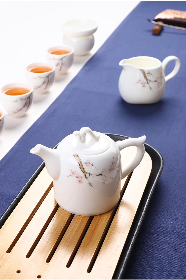 Suet jade porcelain teapot dehua manual high white porcelain beauty tea single pot of ceramic kung fu tea set domestic cups