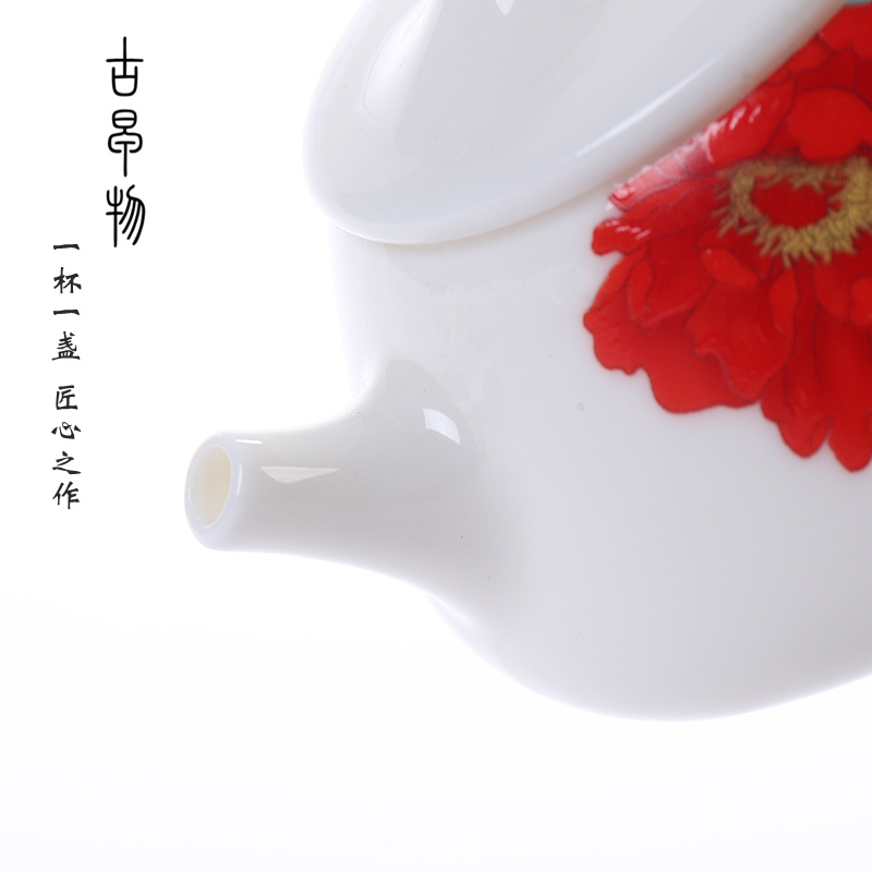 Suet jade porcelain teapot dehua manual high white porcelain beauty tea single pot of ceramic kung fu tea set domestic cups