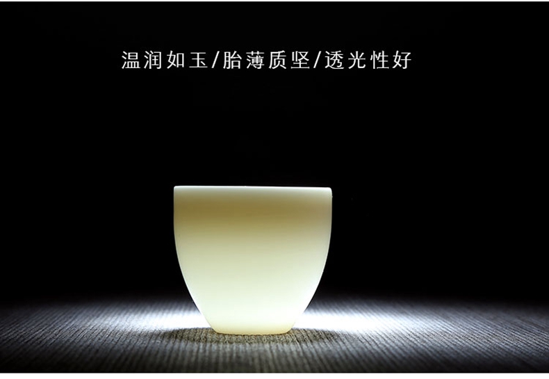 Ancient objects suet jade porcelain sample tea cup dehua manual high white ceramic sniff kung fu master single cup small bowl