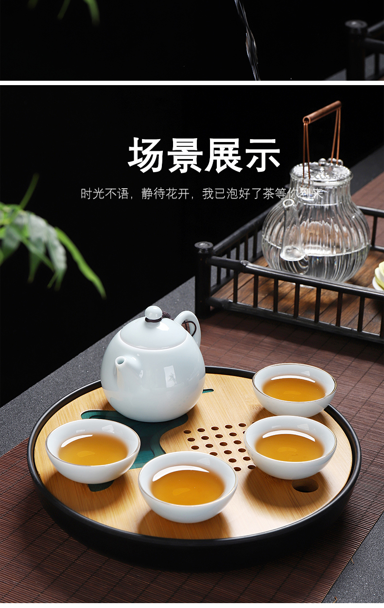 Shadow celadon pot pure manual xi shi tea single pot of contracted and I ceramic kung fu tea tea fullness