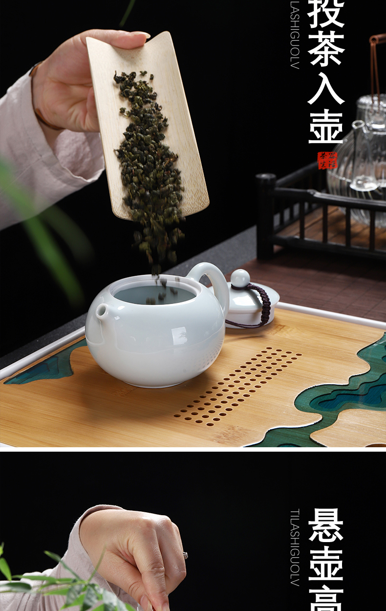 Shadow celadon pot pure manual xi shi tea single pot of contracted and I ceramic kung fu tea tea fullness