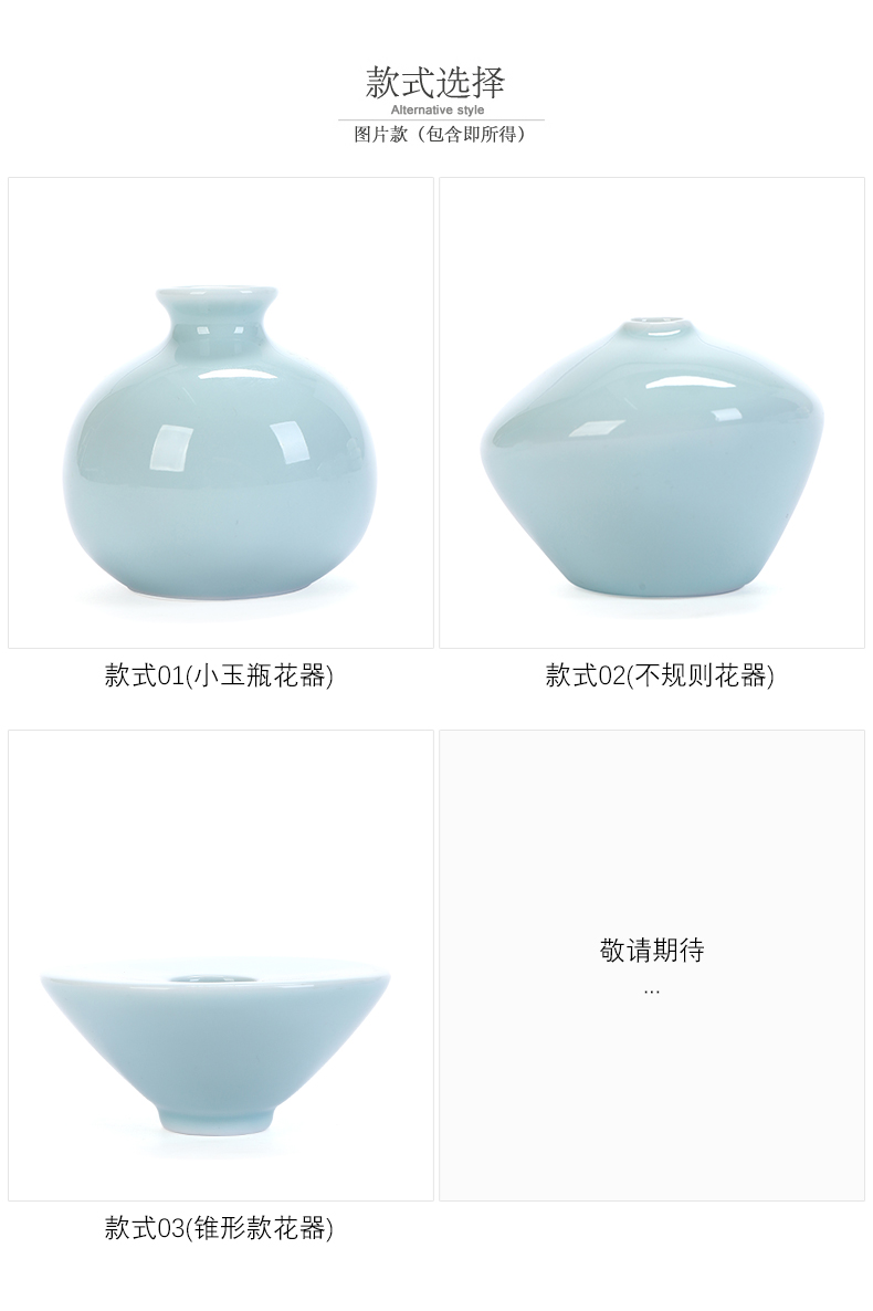 Contracted and I shadow green ceramic floret bottle manually floral outraged dry flower receptacle furnishing articles and fresh living room table decorations