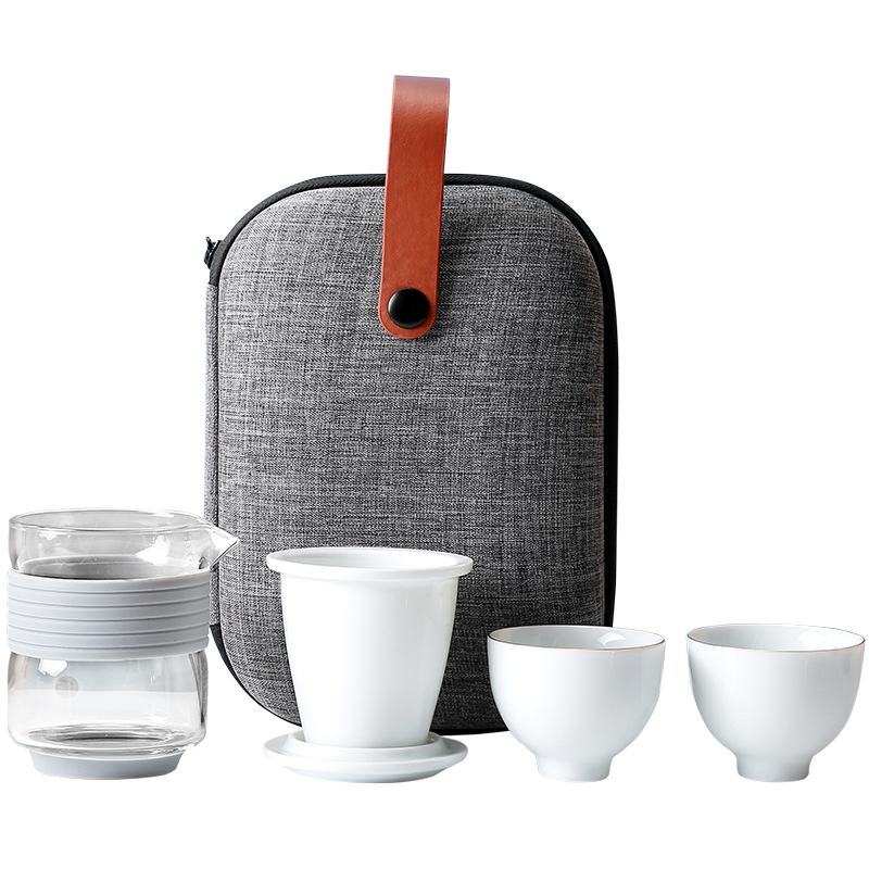 Crack cup against a pot of hot ceramics 2 cup glass is suing portable travel kung fu tea set contracted with you