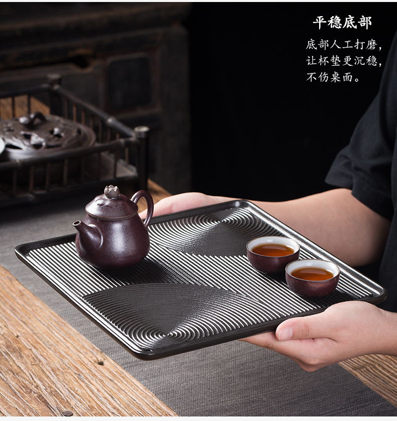 Dry tea of black plate of kung fu tea set household pot bearing contracted ceramic tray was single pot of rectangle tea table