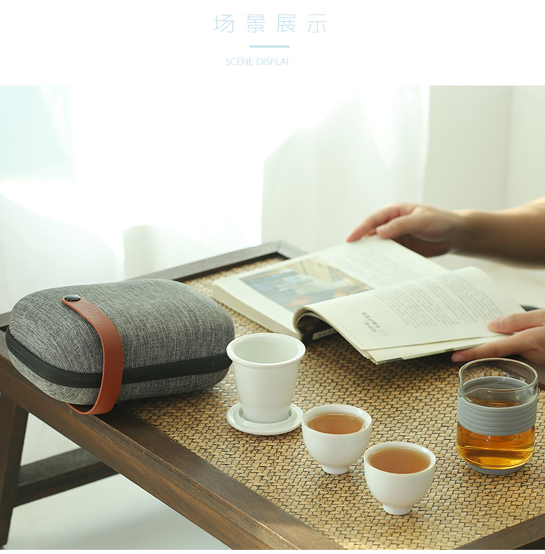 Crack cup against a pot of hot ceramics 2 cup glass is suing portable travel kung fu tea set contracted with you