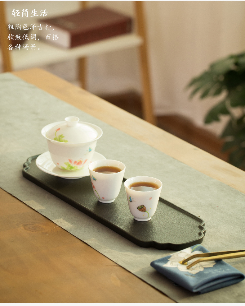 Dry tea of black plate of kung fu tea set household pot bearing contracted ceramic tray was single pot of rectangle tea table