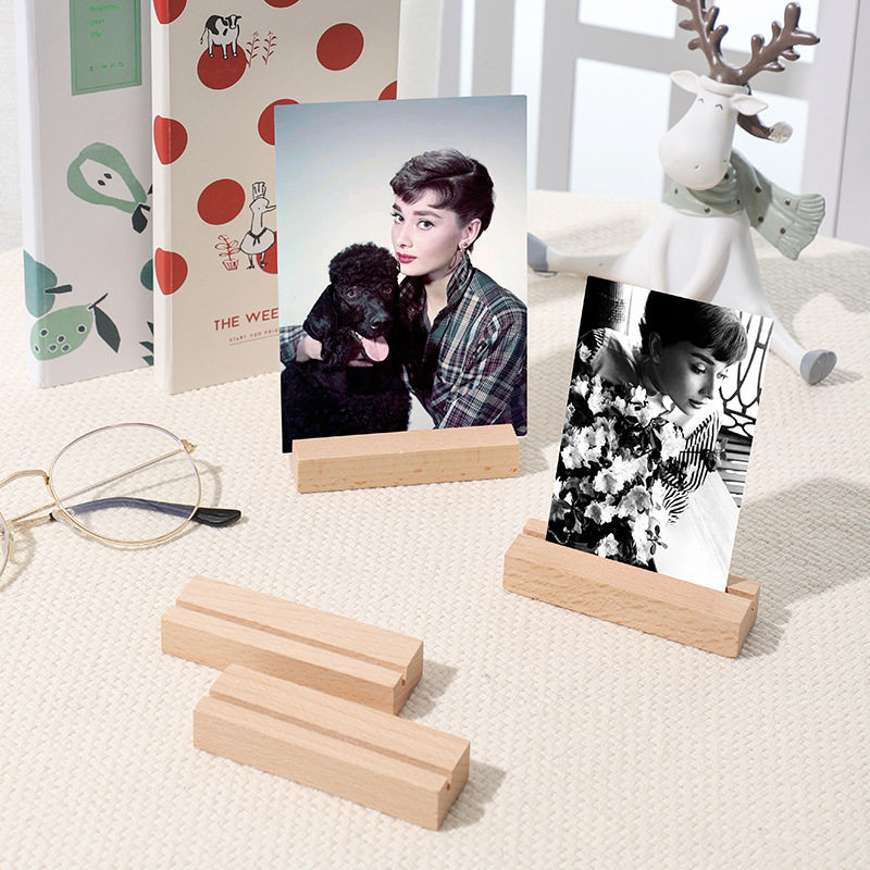 ins style simple wooden card base creative solid wood desktop message clip postcard postcard photo clip