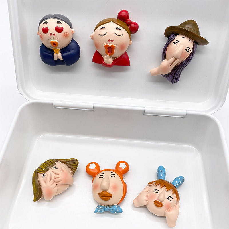 Cartoon refrigerator stickers personality cute funny funny characters three-dimensional resin refrigerator decoration 3d magnet magnet