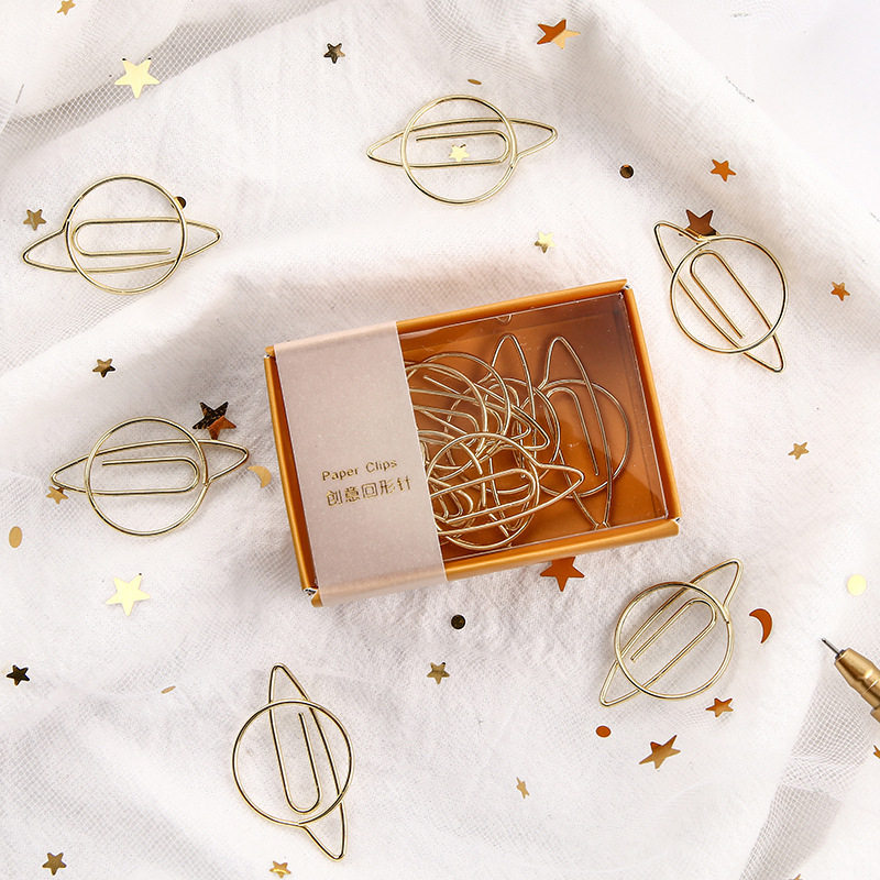 Creative metal paper clip Little Prince Planet Handbook Bookmark Post-it Clip Office Supplies Stationery Box 8 Pieces