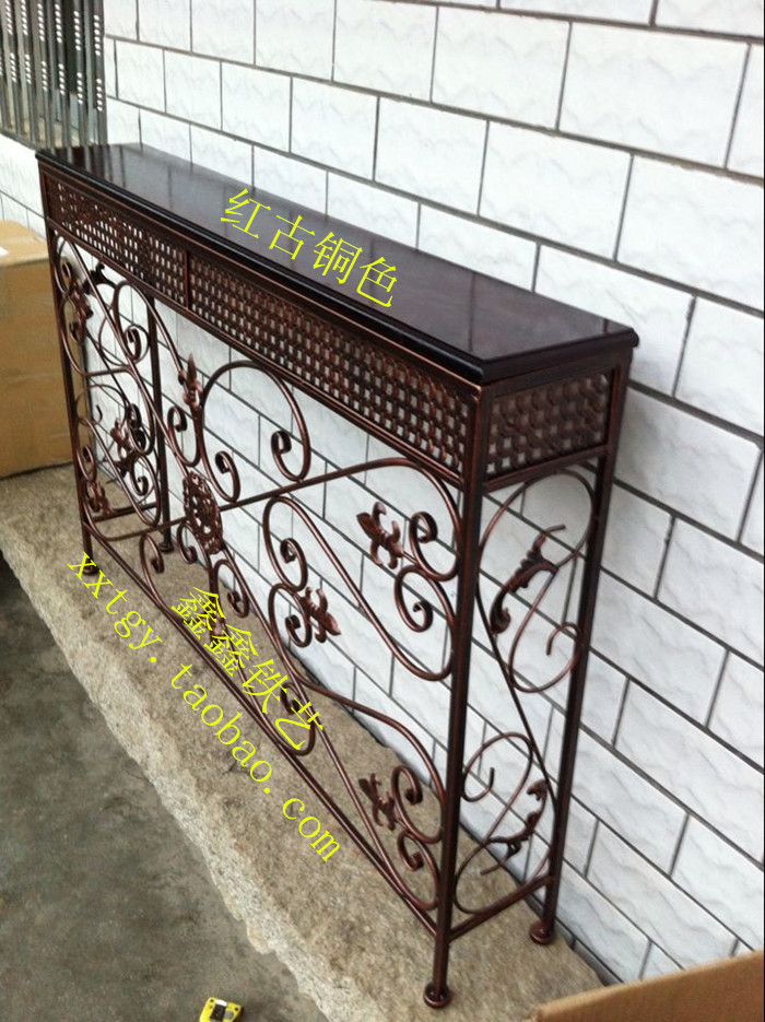 Trang chủ Iron Art Console Tủ Lối đi Bàn Bảng hình chữ nhật Tường bên Bàn sắt sưởi ấm Nội thất tùy chỉnh - Bàn / Bàn 	bàn ghế gỗ kiểu cổ điển	