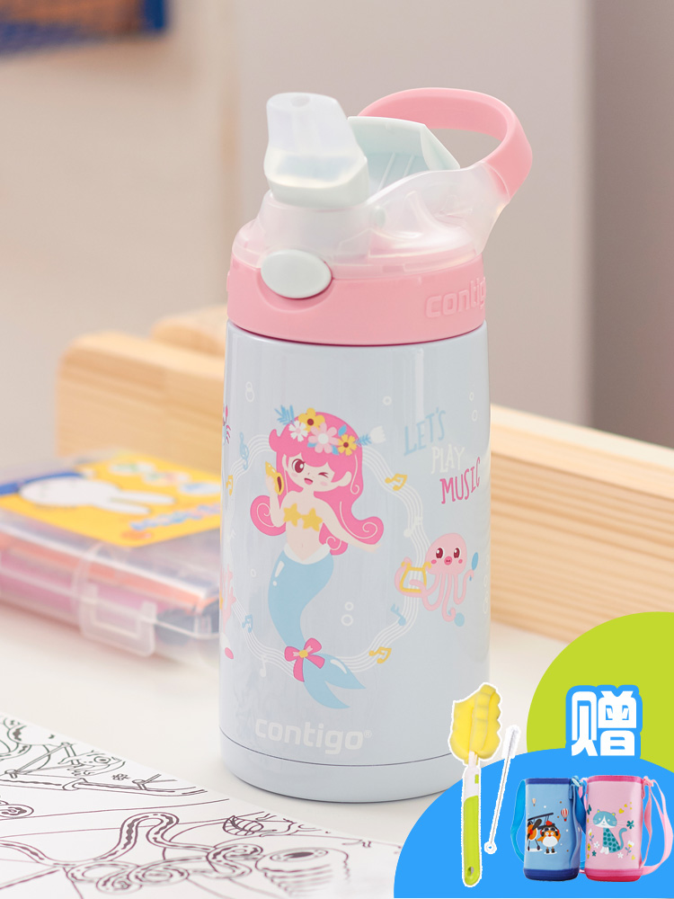 American Contigo Contigo children's straw 304 stainless steel thermos baby cartoon toddler water proof cup
