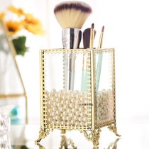 Golden glass storage cylinder cosmetics brush barrel pen multi-function storage barrel hot-selling storage tube ornaments