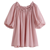 Single bundle plus size womens French sweet and gentle two-wear chiffon shirt for women with summer fat mm loose flesh-covering top