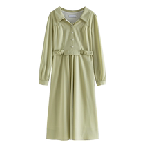 Single bundle plus size womens simple commuting design dress slightly fat MM waist waist V-neck skirt