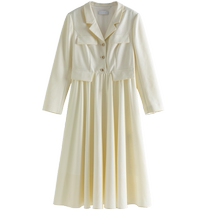 Single bundle large size womens simple French style suit dress womens 2023 autumn slightly fat mm waist slimming skirt